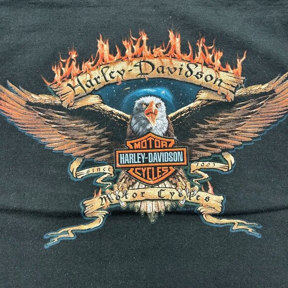 Vintage Harley Davidson Graphic Tee Mens Large Flames Eagle Short Sleeve y2k - Picture 3 of 9